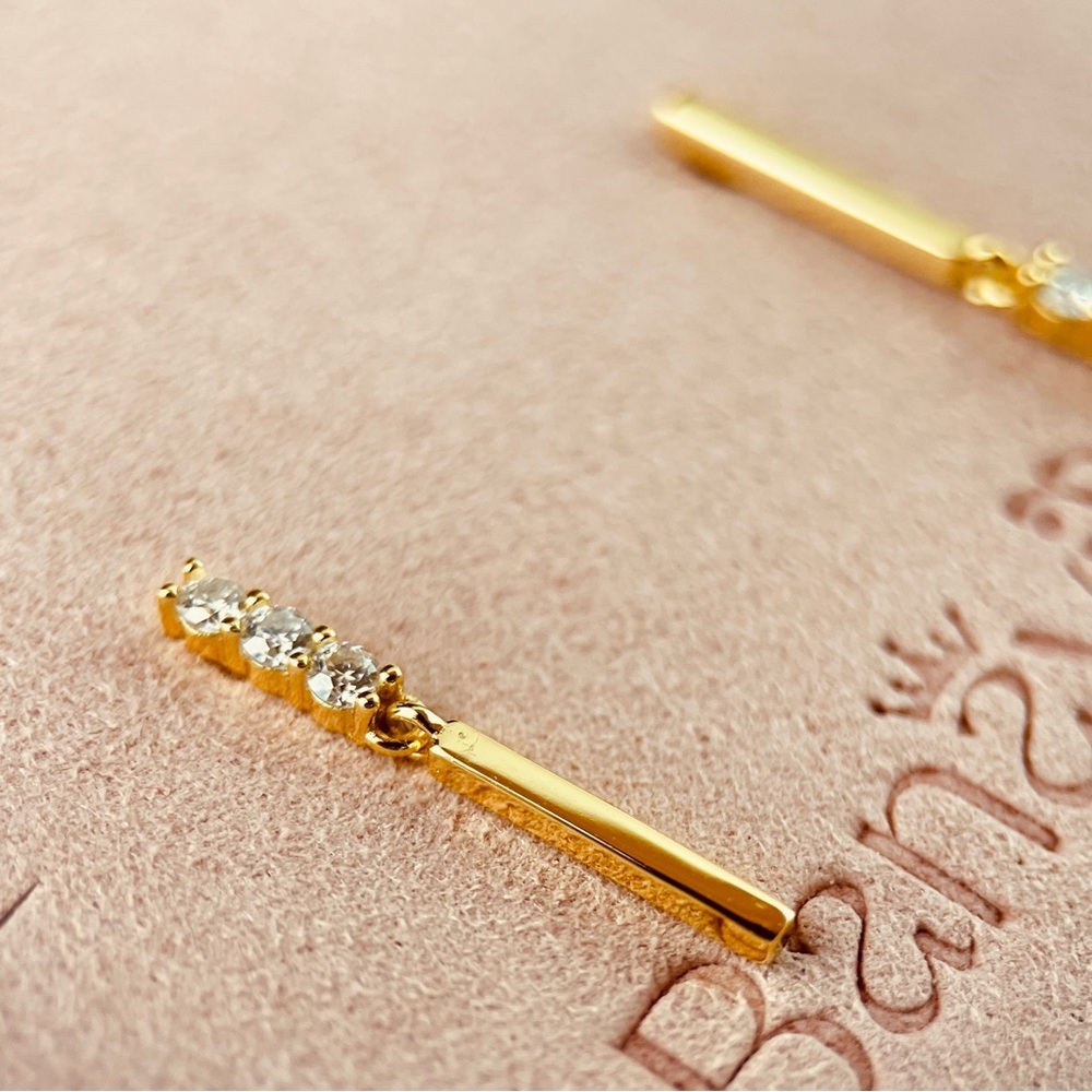14K Plated S925 Moissanite Earrings - Picture 4 of 8